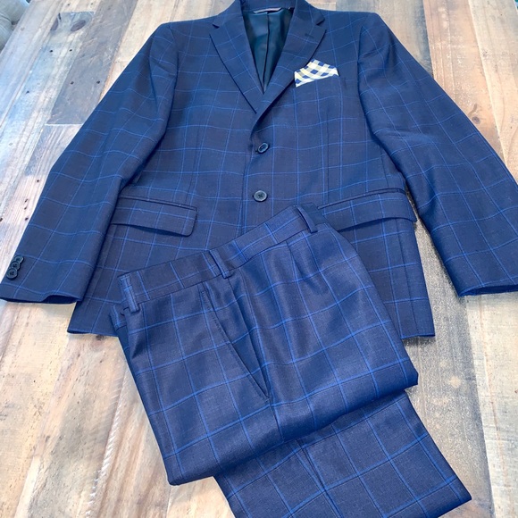 michael kors blue plaid suit
